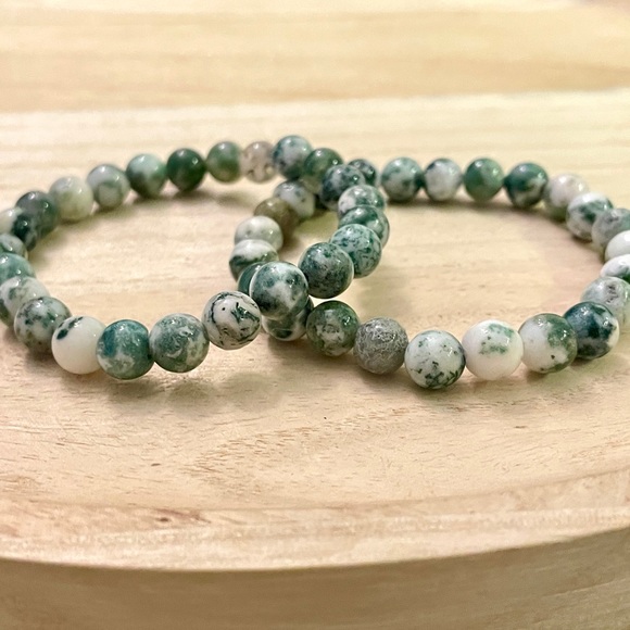 Tree Agate Beaded Bracelet 8mm - Picture 8 of 10